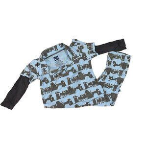 Kickee Pants Long Sleeve Double Layer Polo Romper in London Dogs 18-24 Months
